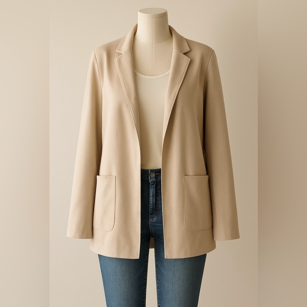 Faux Suede Brown Tan Taupe Jacket XL Quiet Luxury Outerwear OfficeCore Layer